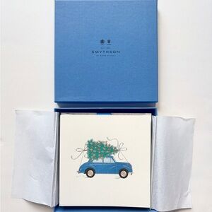 Smythson Christmas Car Note Cards Set Holiday Stationery w/ Envelopes
